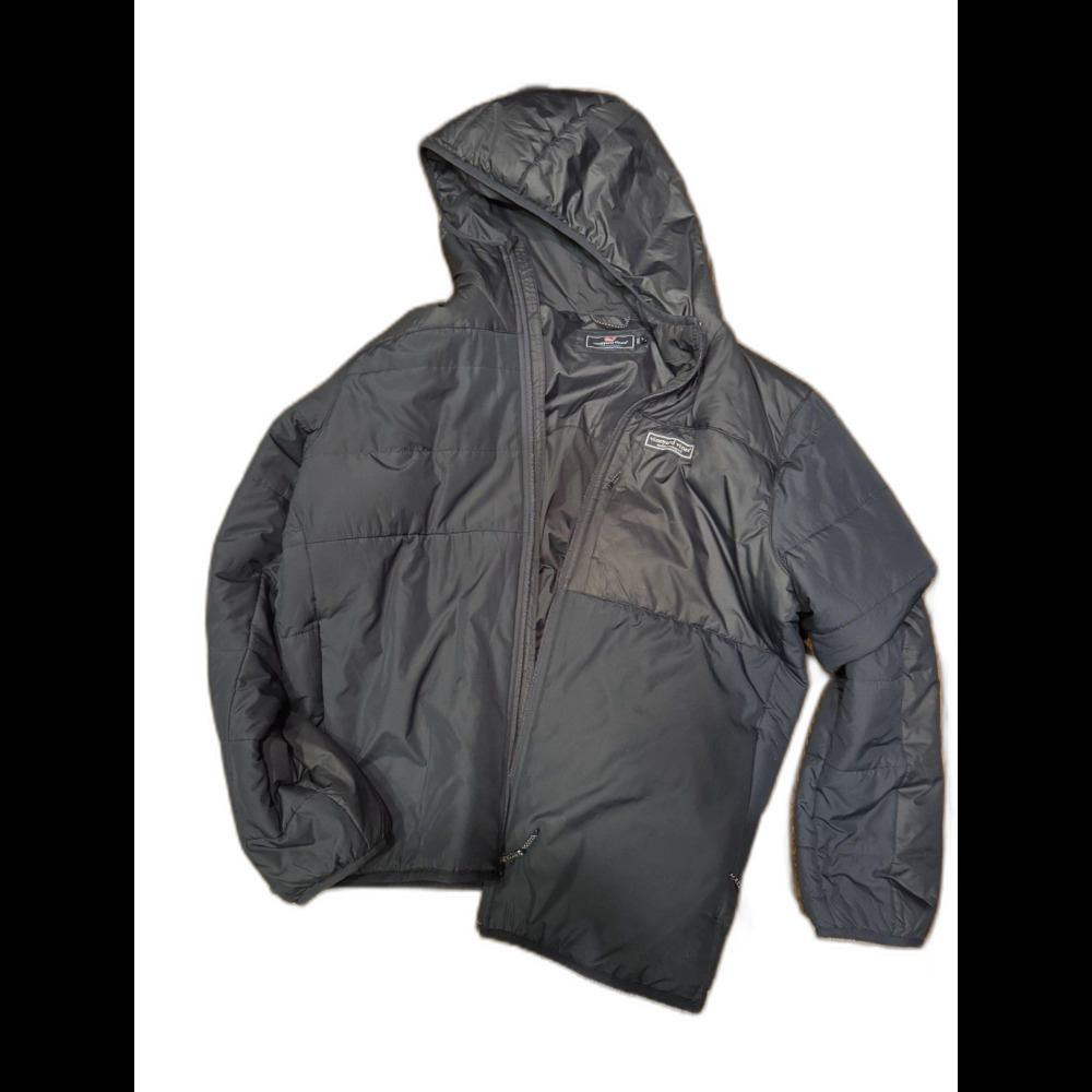 Vineyard Vines Outdoors Mens Hood Puffer Jacket Navy Full Zip Winter Coat Large